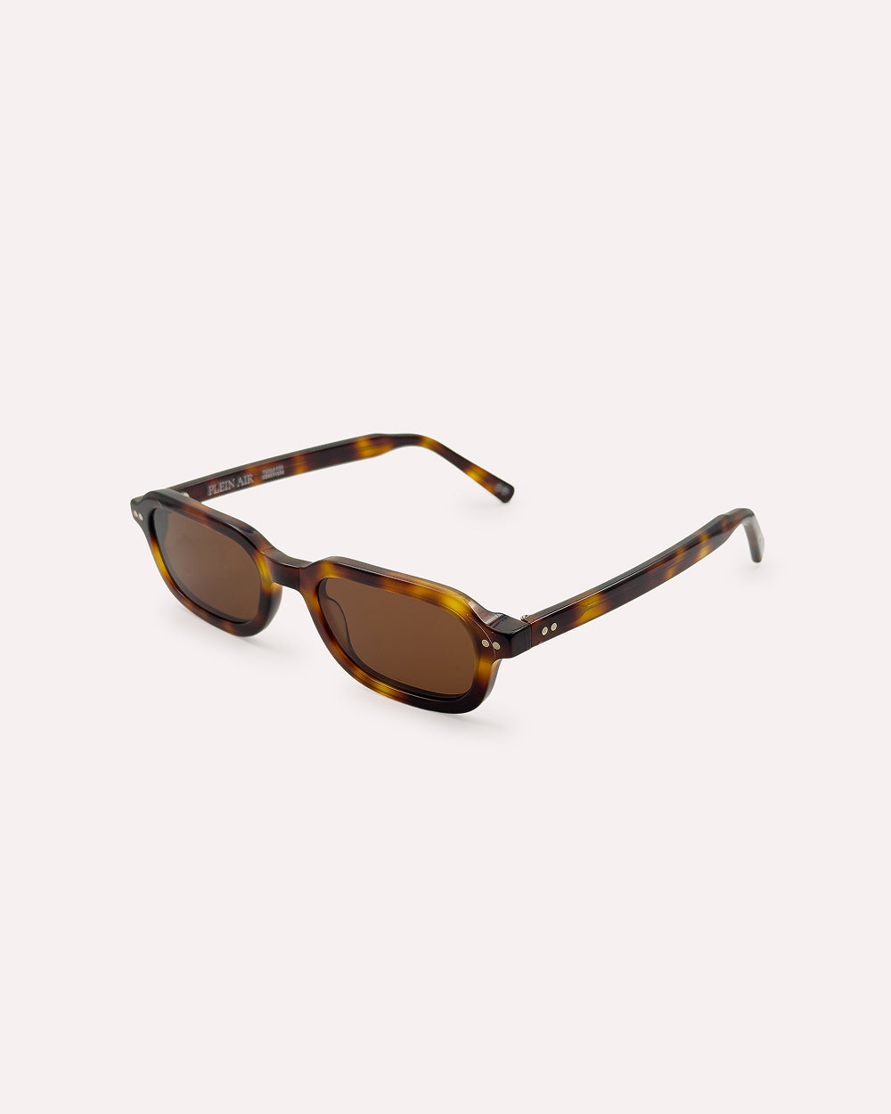 Plein Air Eyewear Cassatt sunglasses, Havana tortoise acetate frame with brown lenses, three-quarter view